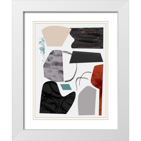 Underground Shapes V White Modern Wood Framed Art Print with Double Matting by Wang, Melissa