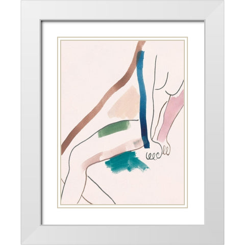 Seated Female Figure I White Modern Wood Framed Art Print with Double Matting by Wang, Melissa