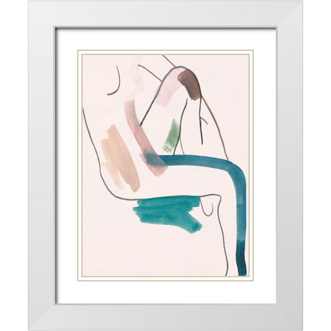 Seated Female Figure II White Modern Wood Framed Art Print with Double Matting by Wang, Melissa