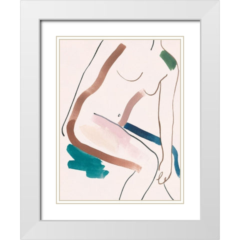 Seated Female Figure III White Modern Wood Framed Art Print with Double Matting by Wang, Melissa