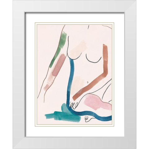 Seated Female Figure IV White Modern Wood Framed Art Print with Double Matting by Wang, Melissa