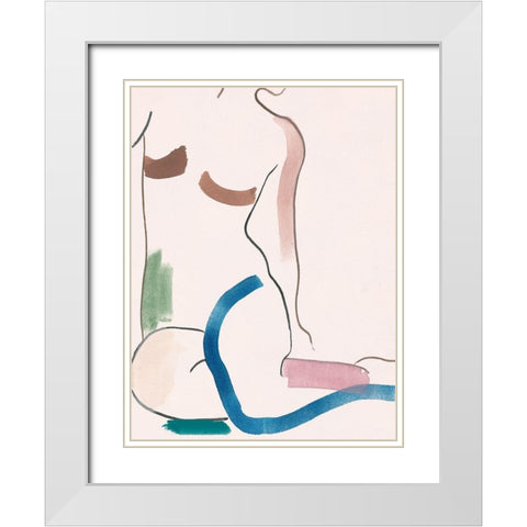 Seated Female Figure V White Modern Wood Framed Art Print with Double Matting by Wang, Melissa