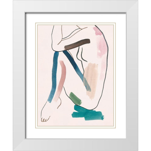 Seated Female Figure VI White Modern Wood Framed Art Print with Double Matting by Wang, Melissa