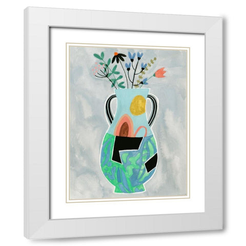 Collage Vase I White Modern Wood Framed Art Print with Double Matting by Wang, Melissa