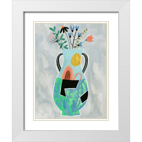 Collage Vase I White Modern Wood Framed Art Print with Double Matting by Wang, Melissa