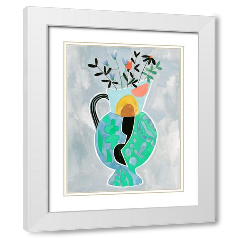 Collage Vase II White Modern Wood Framed Art Print with Double Matting by Wang, Melissa
