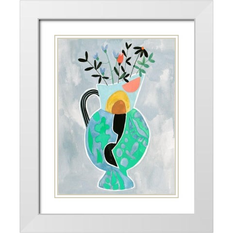 Collage Vase II White Modern Wood Framed Art Print with Double Matting by Wang, Melissa