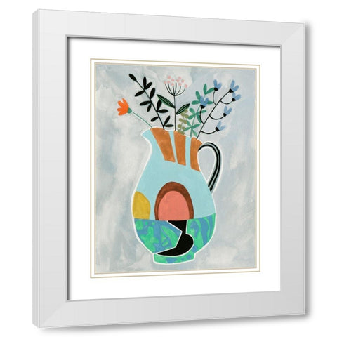 Collage Vase III White Modern Wood Framed Art Print with Double Matting by Wang, Melissa