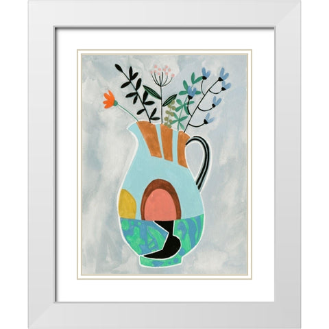 Collage Vase III White Modern Wood Framed Art Print with Double Matting by Wang, Melissa