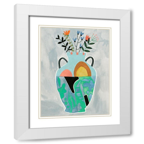 Collage Vase IV White Modern Wood Framed Art Print with Double Matting by Wang, Melissa