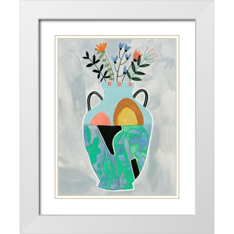 Collage Vase IV White Modern Wood Framed Art Print with Double Matting by Wang, Melissa