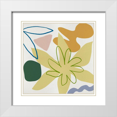 Flower Petals I White Modern Wood Framed Art Print with Double Matting by Wang, Melissa