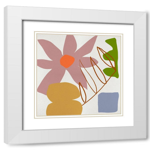 Flower Petals II White Modern Wood Framed Art Print with Double Matting by Wang, Melissa