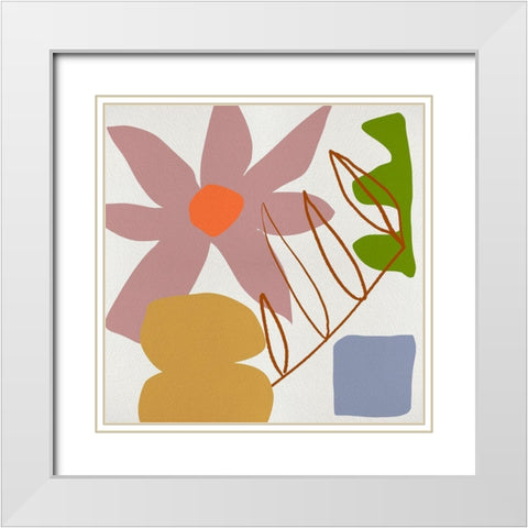 Flower Petals II White Modern Wood Framed Art Print with Double Matting by Wang, Melissa