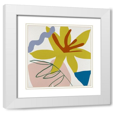 Flower Petals V White Modern Wood Framed Art Print with Double Matting by Wang, Melissa