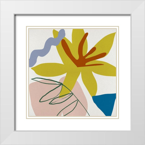 Flower Petals V White Modern Wood Framed Art Print with Double Matting by Wang, Melissa