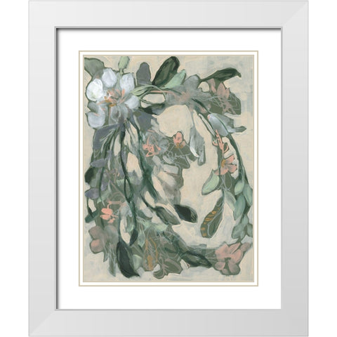 Cascading Bouquet I White Modern Wood Framed Art Print with Double Matting by Goldberger, Jennifer