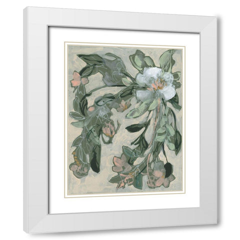 Cascading Bouquet II White Modern Wood Framed Art Print with Double Matting by Goldberger, Jennifer