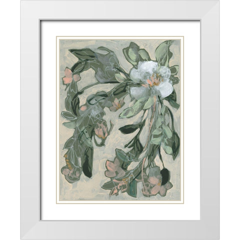 Cascading Bouquet II White Modern Wood Framed Art Print with Double Matting by Goldberger, Jennifer