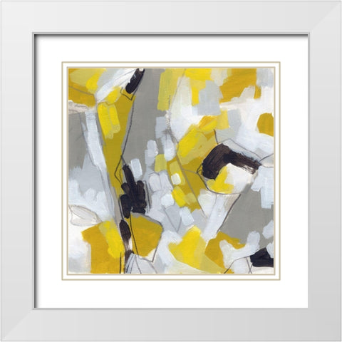 Citron Confetti I White Modern Wood Framed Art Print with Double Matting by Vess, June Erica