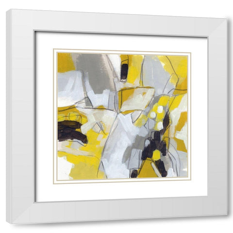 Citron Confetti IV White Modern Wood Framed Art Print with Double Matting by Vess, June Erica