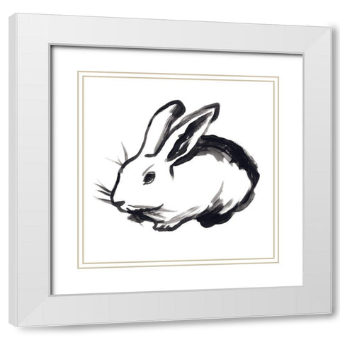 Winter Rabbit II White Modern Wood Framed Art Print with Double Matting by Vess, June Erica