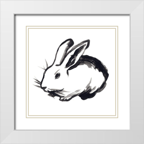 Winter Rabbit II White Modern Wood Framed Art Print with Double Matting by Vess, June Erica