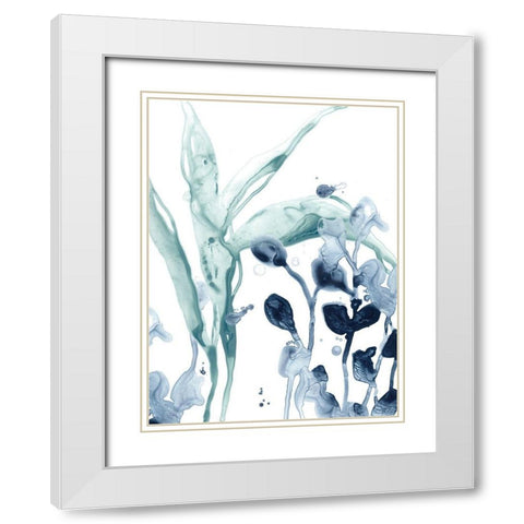 Blue Kelp I White Modern Wood Framed Art Print with Double Matting by Vess, June Erica
