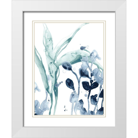 Blue Kelp I White Modern Wood Framed Art Print with Double Matting by Vess, June Erica
