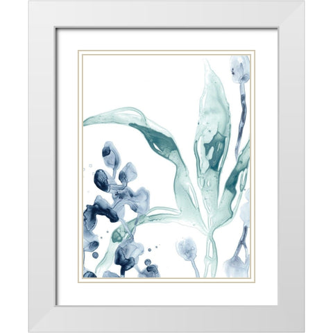Blue Kelp IV White Modern Wood Framed Art Print with Double Matting by Vess, June Erica