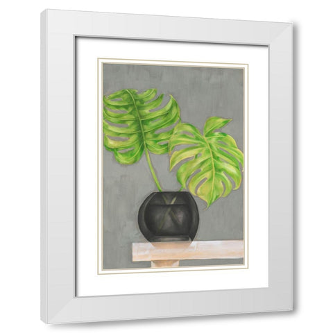 Frond in Vase I White Modern Wood Framed Art Print with Double Matting by Goldberger, Jennifer