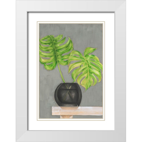 Frond in Vase I White Modern Wood Framed Art Print with Double Matting by Goldberger, Jennifer