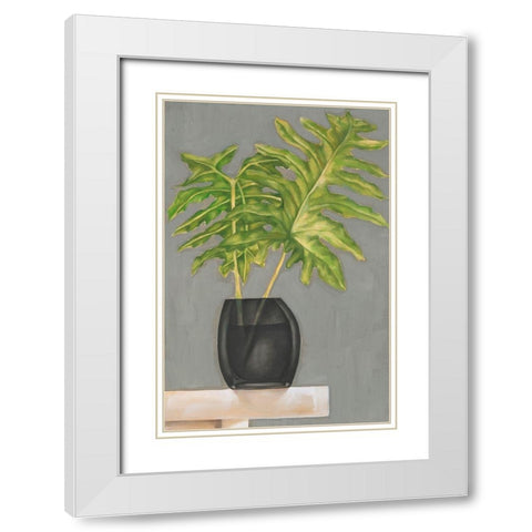 Frond in Vase II White Modern Wood Framed Art Print with Double Matting by Goldberger, Jennifer