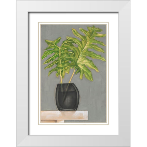 Frond in Vase II White Modern Wood Framed Art Print with Double Matting by Goldberger, Jennifer