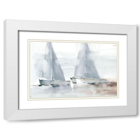Misty Sails I White Modern Wood Framed Art Print with Double Matting by Harper, Ethan