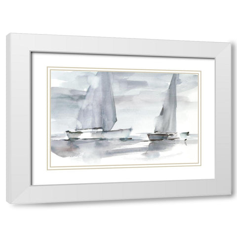 Misty Sails II White Modern Wood Framed Art Print with Double Matting by Harper, Ethan