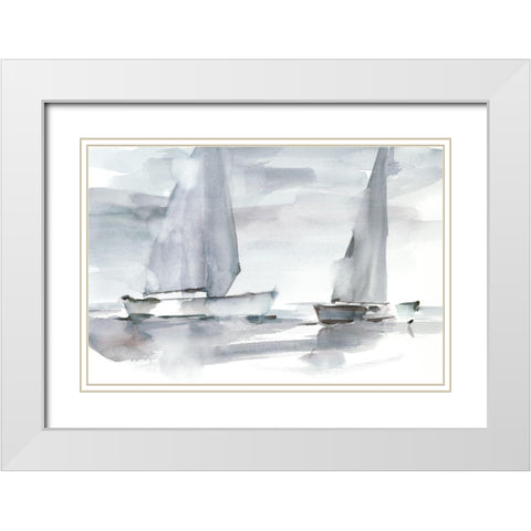 Misty Sails II White Modern Wood Framed Art Print with Double Matting by Harper, Ethan