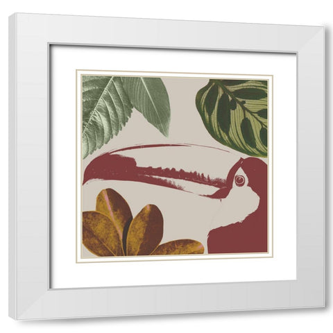 Graphic Tropical Bird V White Modern Wood Framed Art Print with Double Matting by Warren, Annie