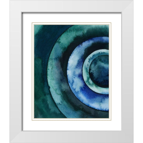 Cobalt Vortex I White Modern Wood Framed Art Print with Double Matting by Popp, Grace