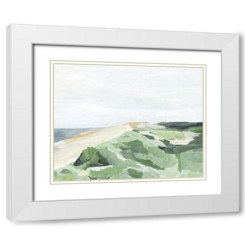 Coastline Greenery II White Modern Wood Framed Art Print with Double Matting by Warren, Annie