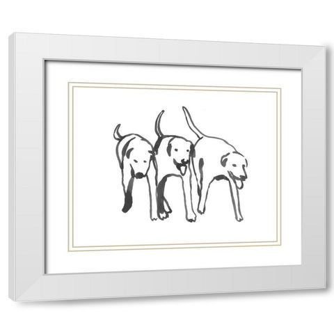 Dogs on a Jog I White Modern Wood Framed Art Print with Double Matting by Caroline, Emma