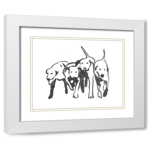 Dogs on a Jog II White Modern Wood Framed Art Print with Double Matting by Caroline, Emma