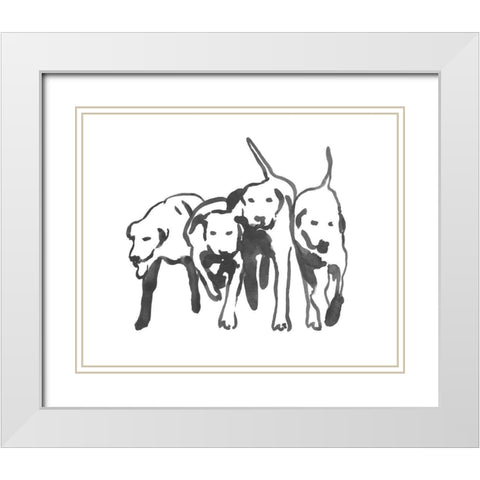 Dogs on a Jog II White Modern Wood Framed Art Print with Double Matting by Caroline, Emma