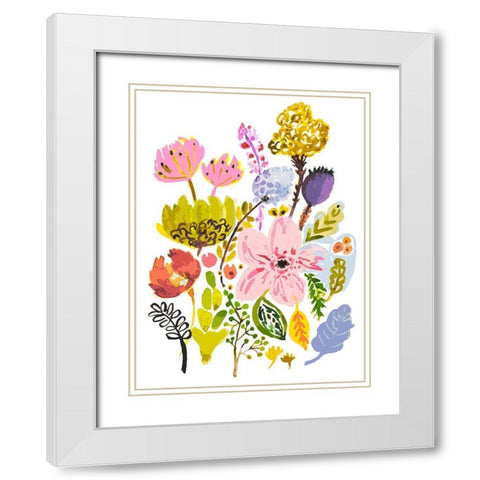Modern Bouquet Stems I White Modern Wood Framed Art Print with Double Matting by Fields, Karen