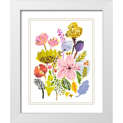 Modern Bouquet Stems I White Modern Wood Framed Art Print with Double Matting by Fields, Karen