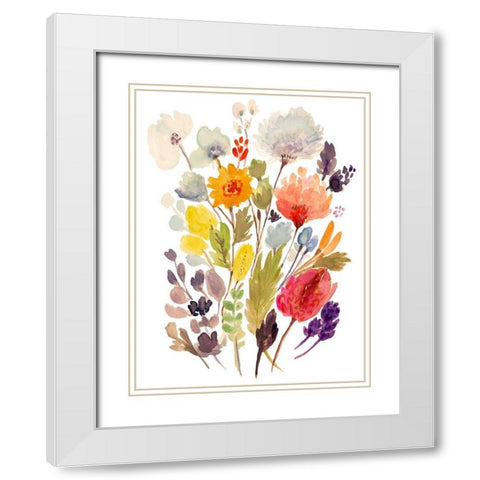 Modern Bouquet Stems II White Modern Wood Framed Art Print with Double Matting by Fields, Karen