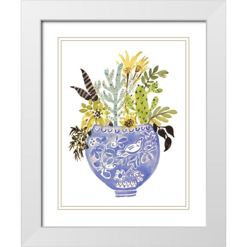Painted Vase of Flowers I White Modern Wood Framed Art Print with Double Matting by Fields, Karen