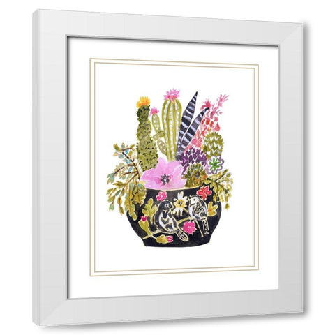 Painted Vase of Flowers III White Modern Wood Framed Art Print with Double Matting by Fields, Karen