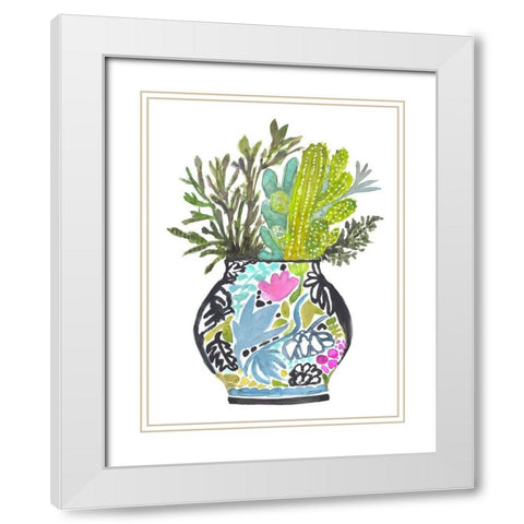 Painted Vase of Flowers IV White Modern Wood Framed Art Print with Double Matting by Fields, Karen
