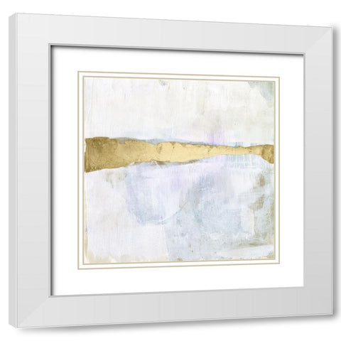 Gold Ribbon Horizon I White Modern Wood Framed Art Print with Double Matting by Goldberger, Jennifer